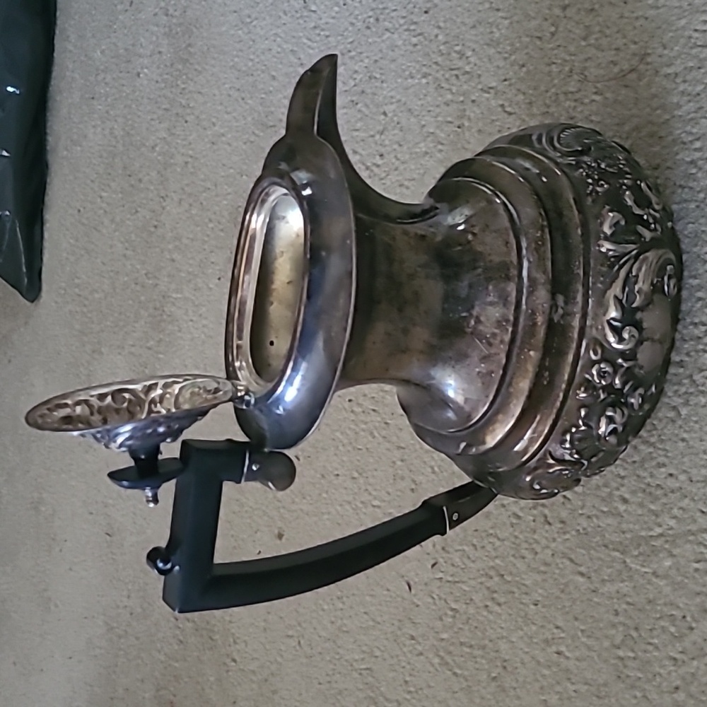 Vintage Silver Plate Coffee Pot with Black Handle
